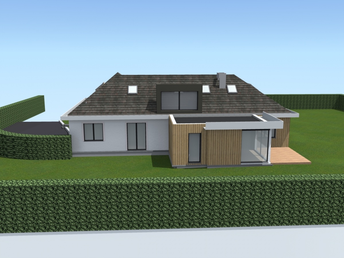 Double extension bois d'une maison  Hem : projet