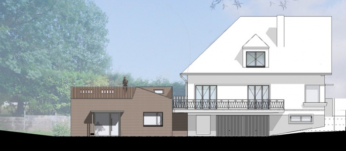 Cabinet para-mdical et terrasse en extension d'une maison existante
