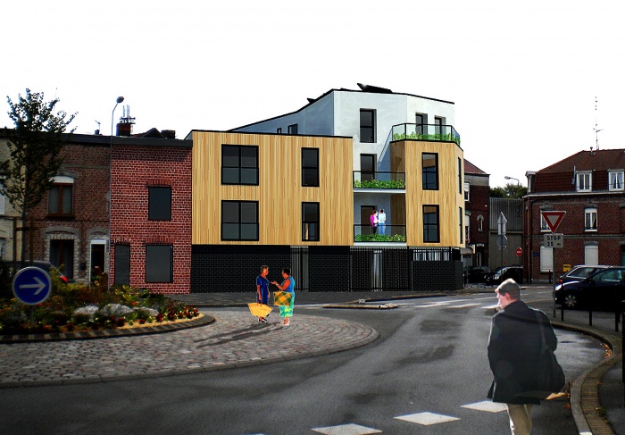 rsidence Claude Pompidou-logements collectifs : Vue depuis la rue Pardoen-OK