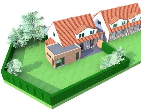 Extension bois d'une maison  Mouvaux : infographie