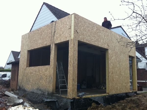 Extension bois d'une maison  Mouvaux : chantier