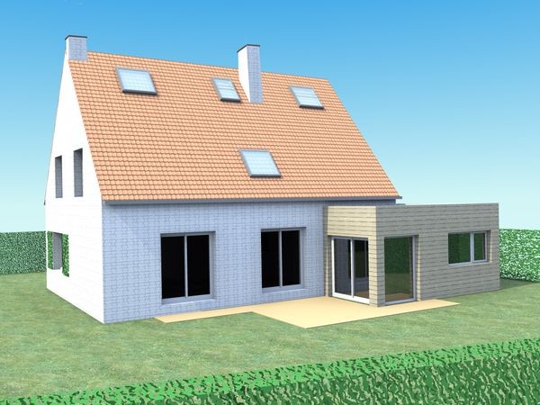 Extension bois d'une maison  Marcq-en-Baroeul. : infographie