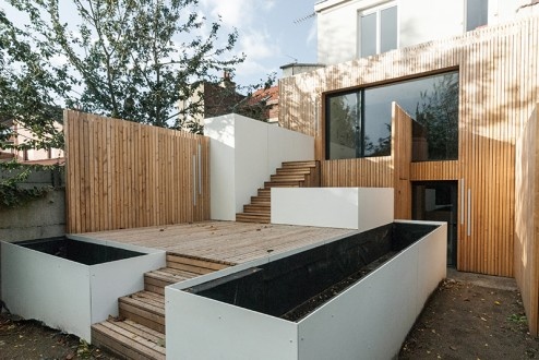 FENÊTRE SUR JARDIN, Réhabilitation et extension d'une maison de ville, aménagement d'une terrasse et des espaces extérieurs à Marcq en Baroeul